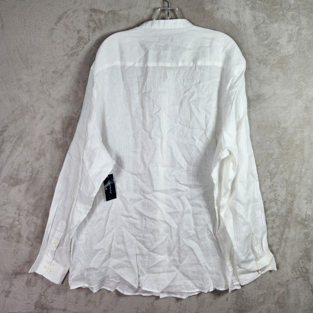 Club Room Lux Linen Shirt Womens XXL White Mandarin Collar Long Sleeve Office - Picture 2 of 7